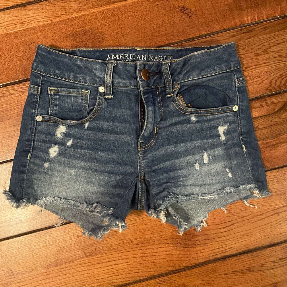 American Eagle Outfitters Distressed Blue Jean Shorts